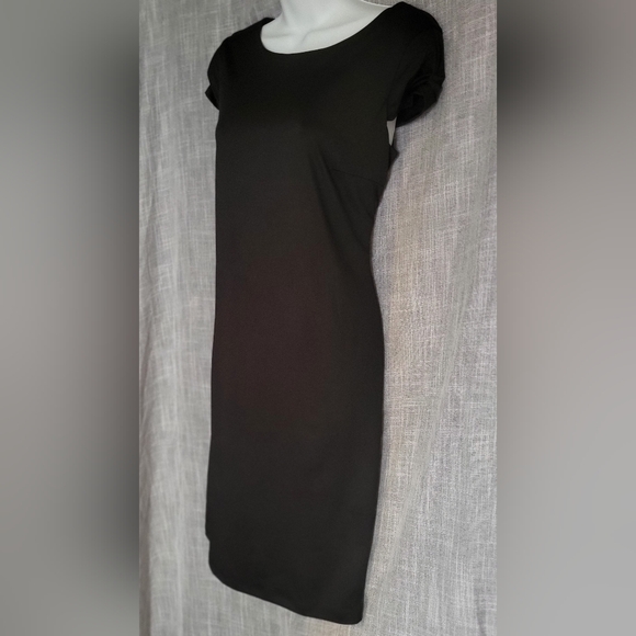 Perfect Little Black Bodycon Dress Jessica sz S Midi Simple lined spandex - Picture 13 of 14
